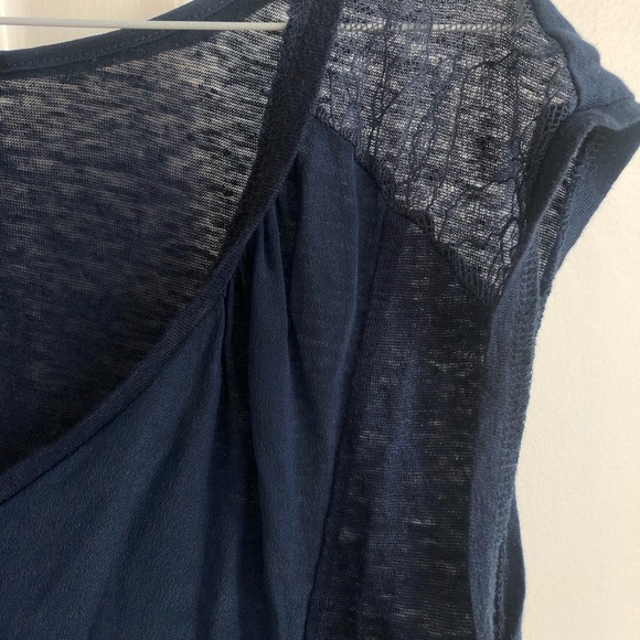 Aritzia (Babaton) Navy Blue Silk Lace Top - Size S - Picture 3 of 6